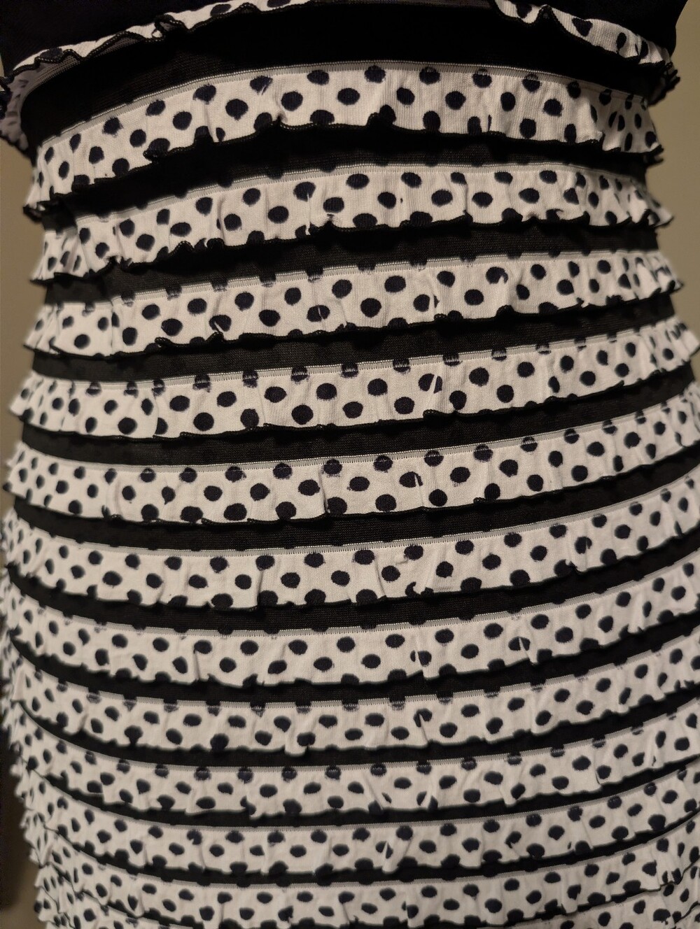 Ronni Nicole Black and White V-Neck Polka Dot Stripe Midi Dress - Picture 3 of 13